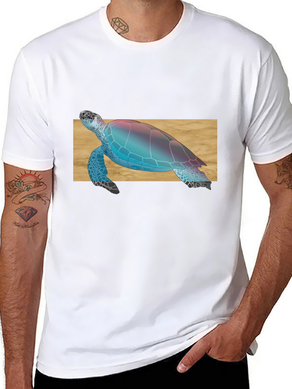 Sea Turtle Graphic Print Black T-Shirt