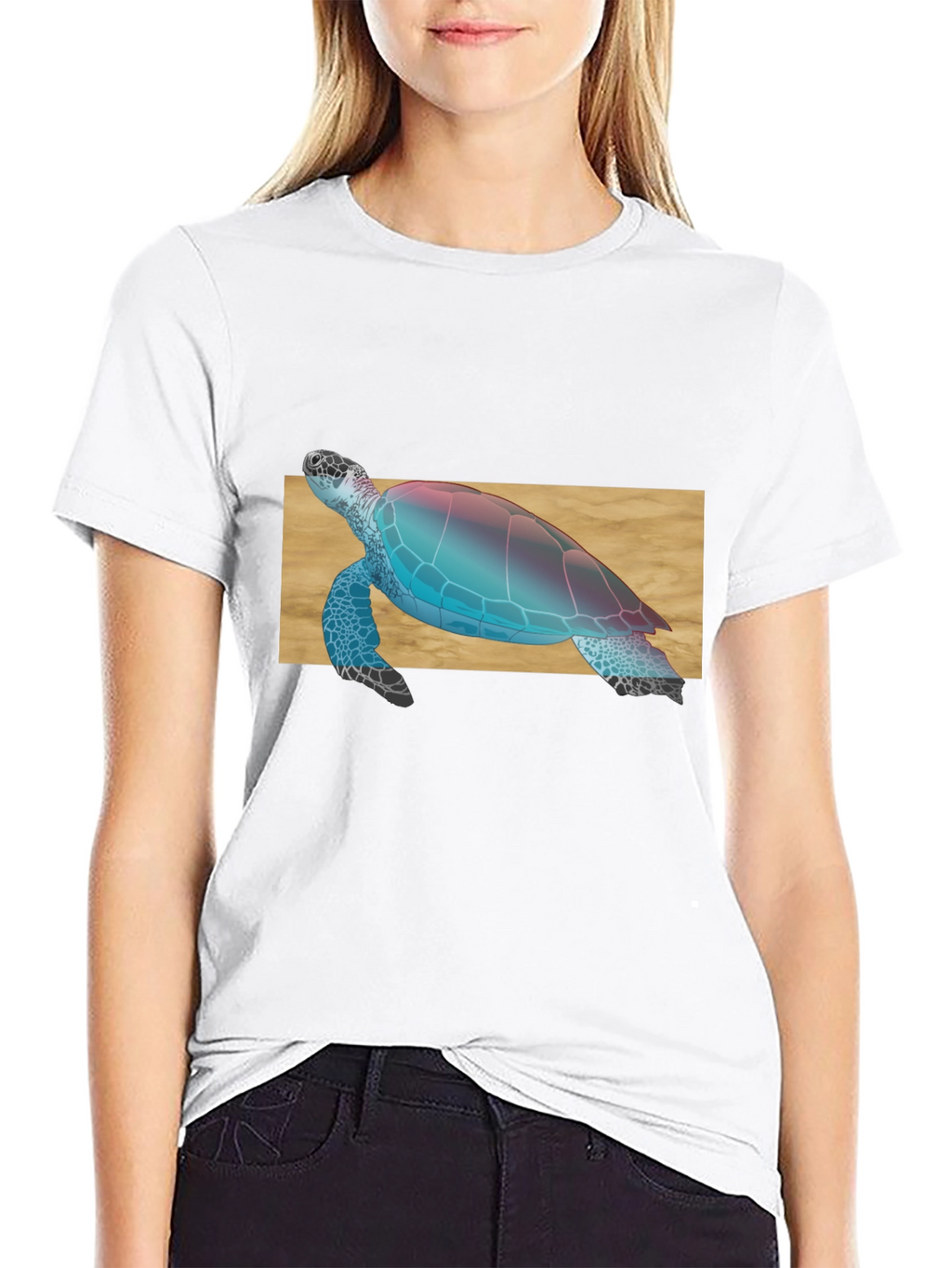 Sea Turtle Graphic Print Black T-Shirt