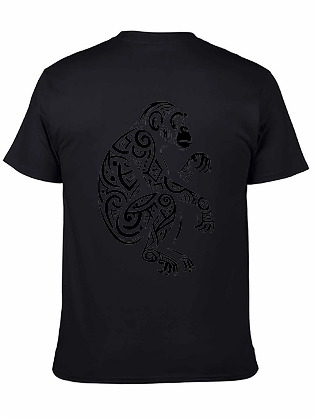 Tribal Monkey Graphic T-Shirt - Black Cotton