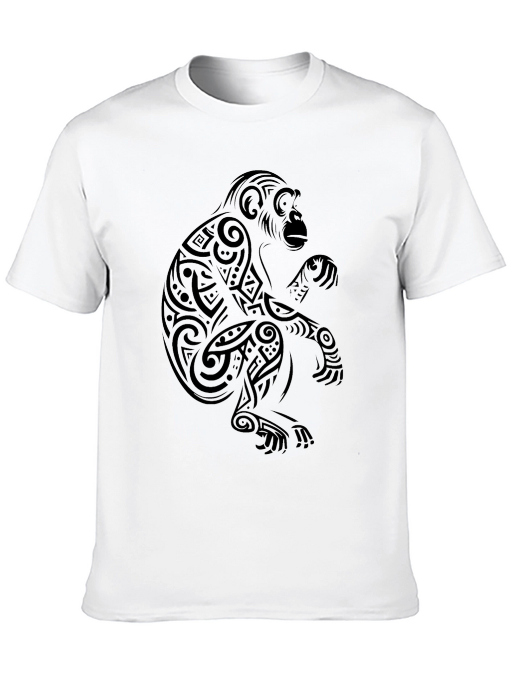 Tribal Monkey Graphic T-Shirt - Black Cotton