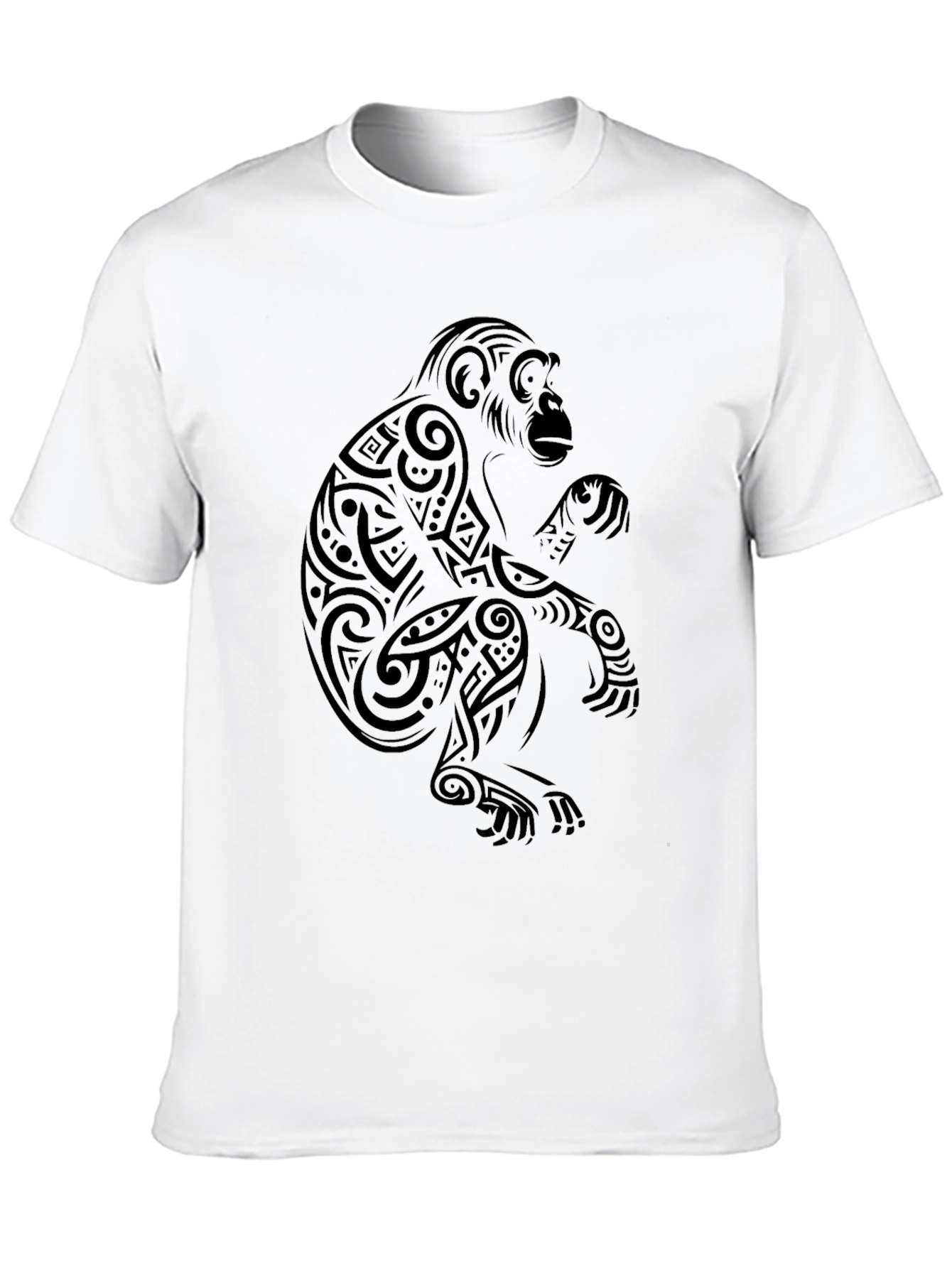 Tribal Monkey Graphic T-Shirt - Black Cotton