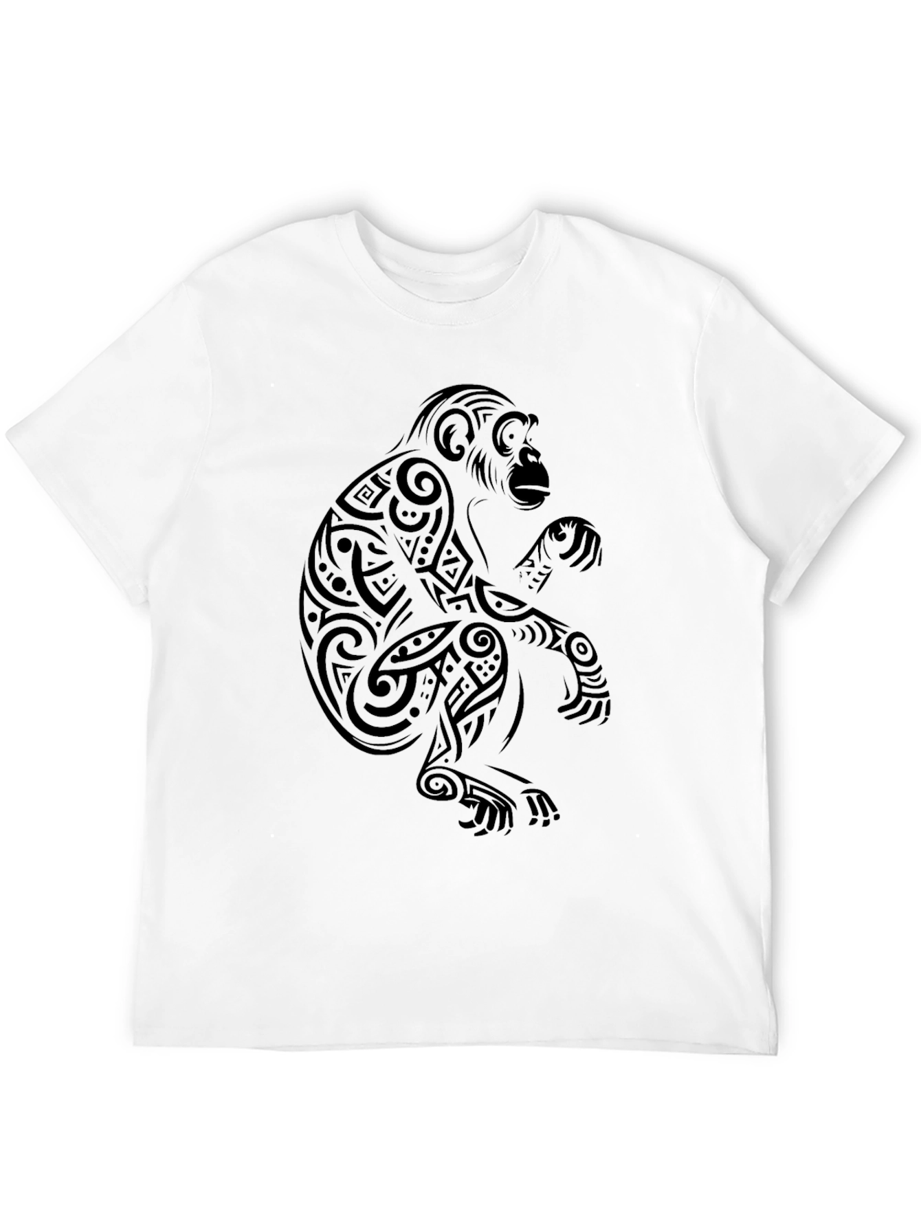 Tribal Monkey Graphic T-Shirt - Black Cotton