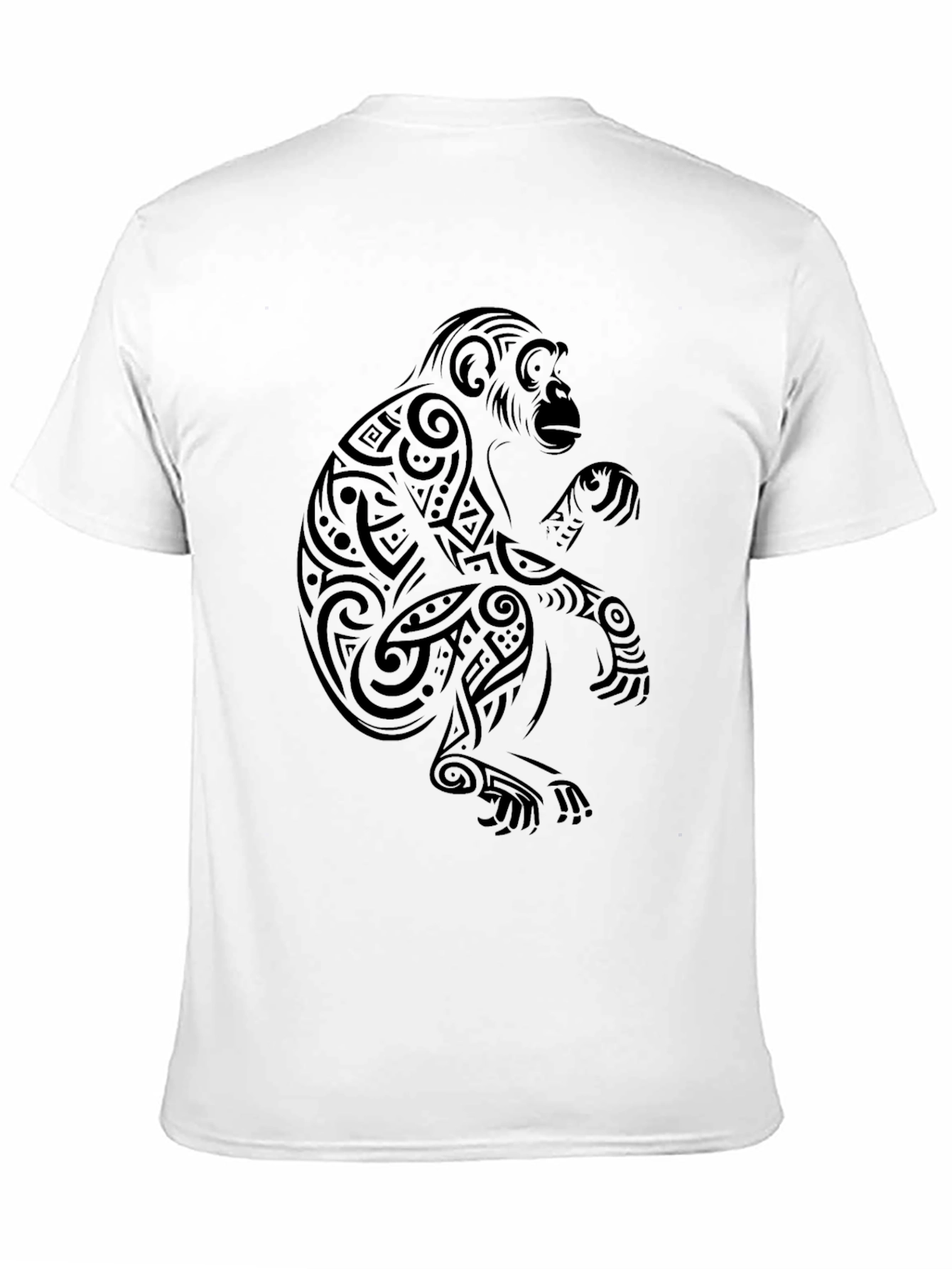 Tribal Monkey Graphic T-Shirt - Black Cotton