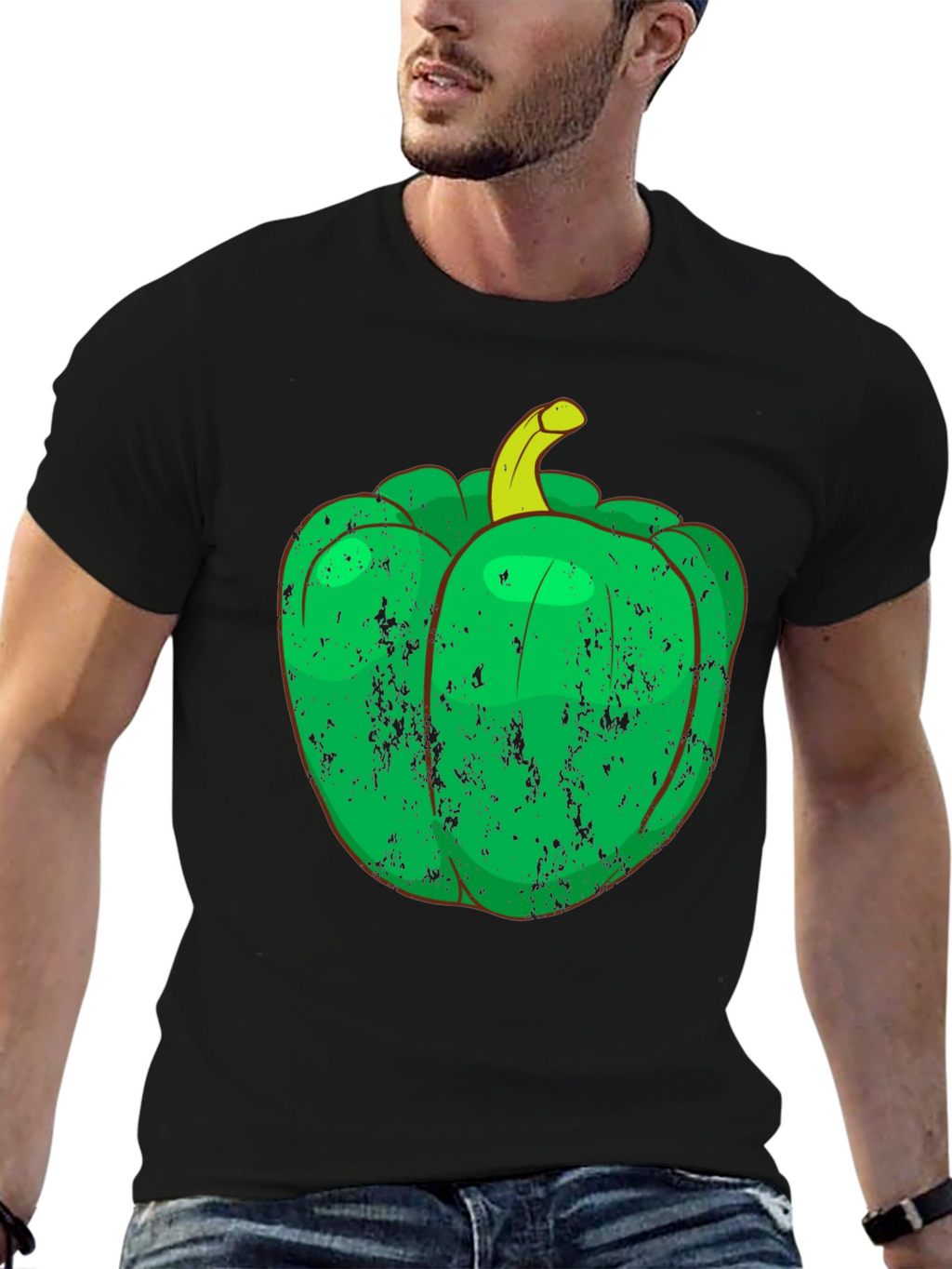 Green Pepper Graphic Tee - Unique Vegetable T-Shirt