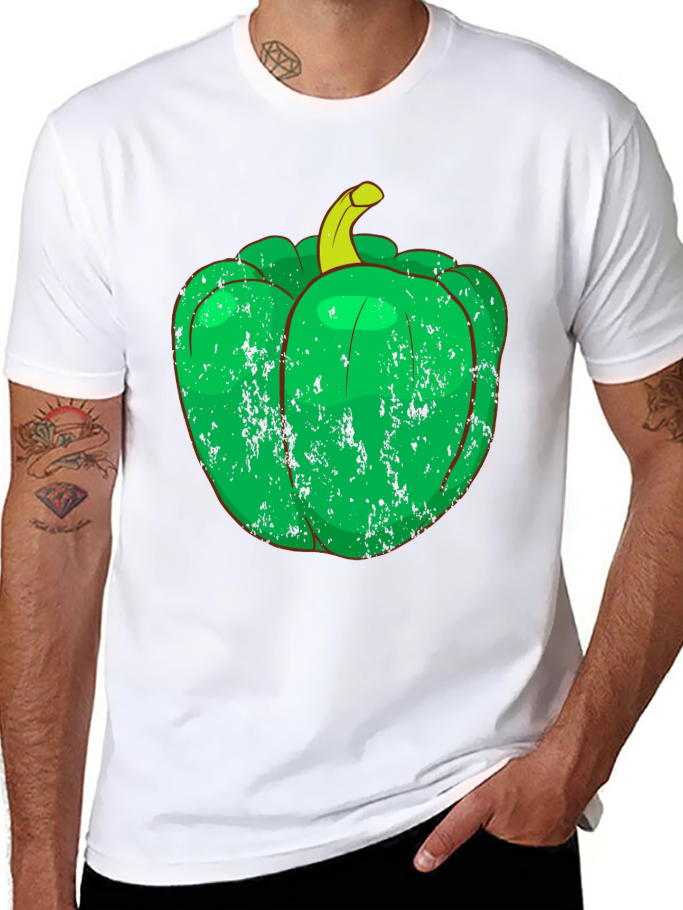 Green Pepper Graphic Tee - Unique Vegetable T-Shirt