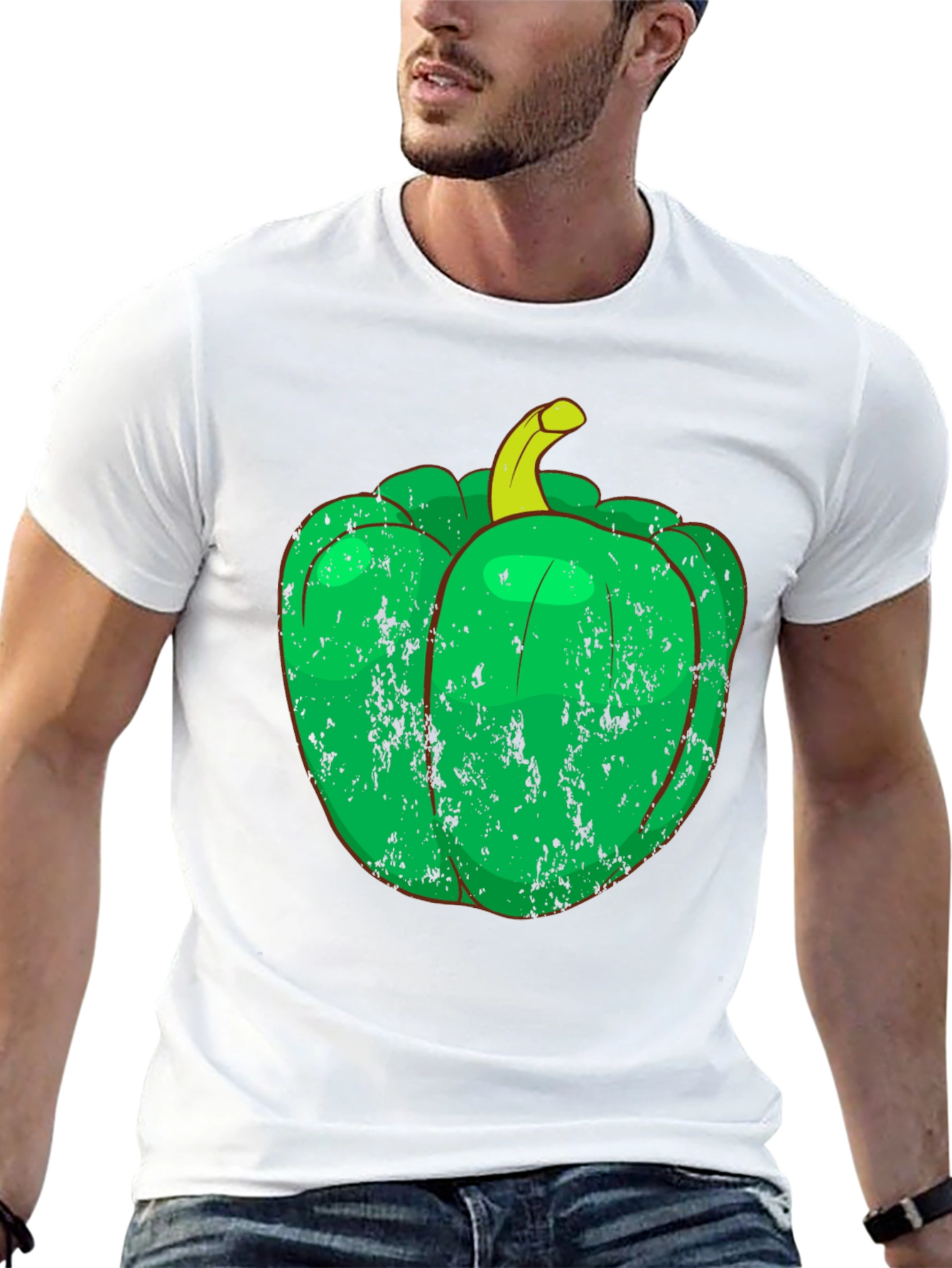 Green Pepper Graphic Tee - Unique Vegetable T-Shirt