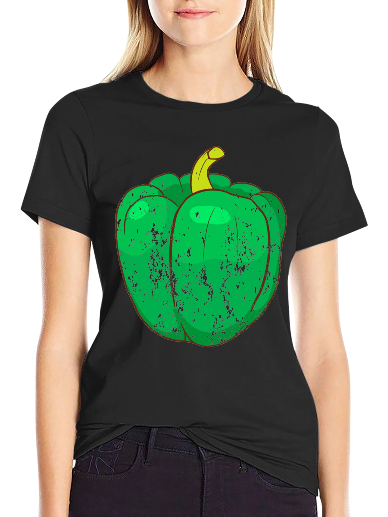 Green Pepper Graphic Tee - Unique Vegetable T-Shirt