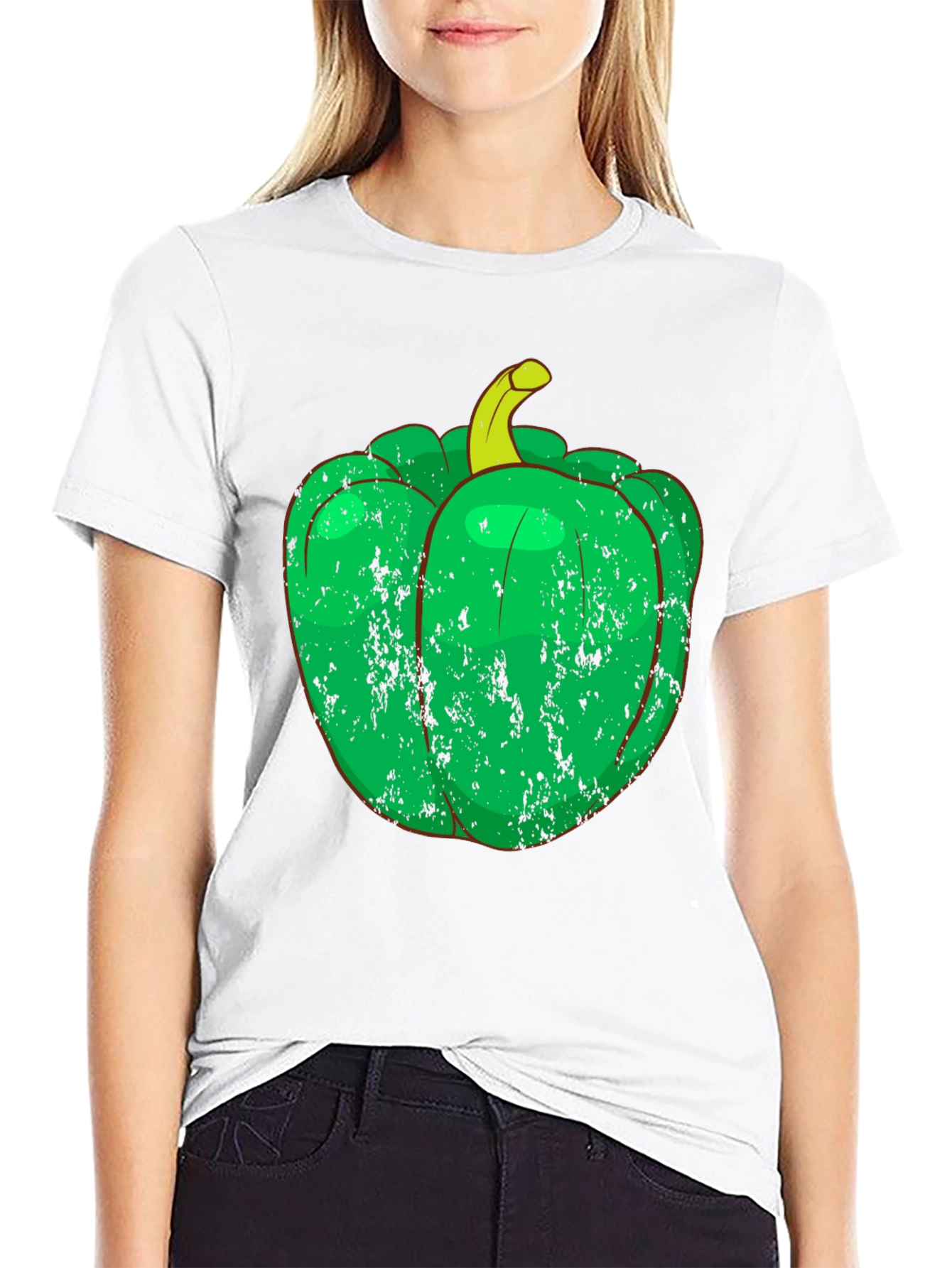 Green Pepper Graphic Tee - Unique Vegetable T-Shirt