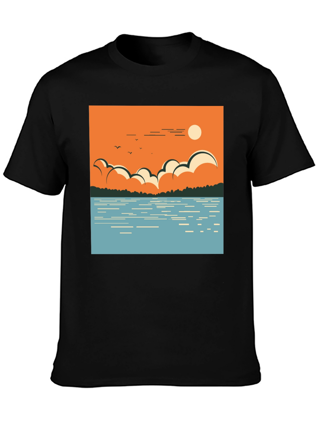 Lake Scene Graphic Tee - Nature Inspired Design