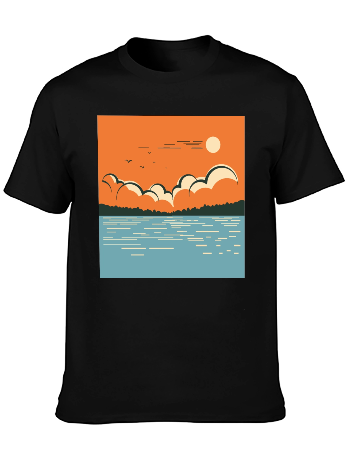 Lake Scene Graphic Tee - Nature Inspired Design