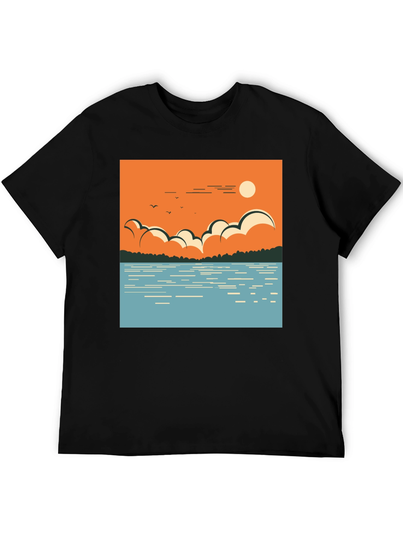 Lake Scene Graphic Tee - Nature Inspired Design