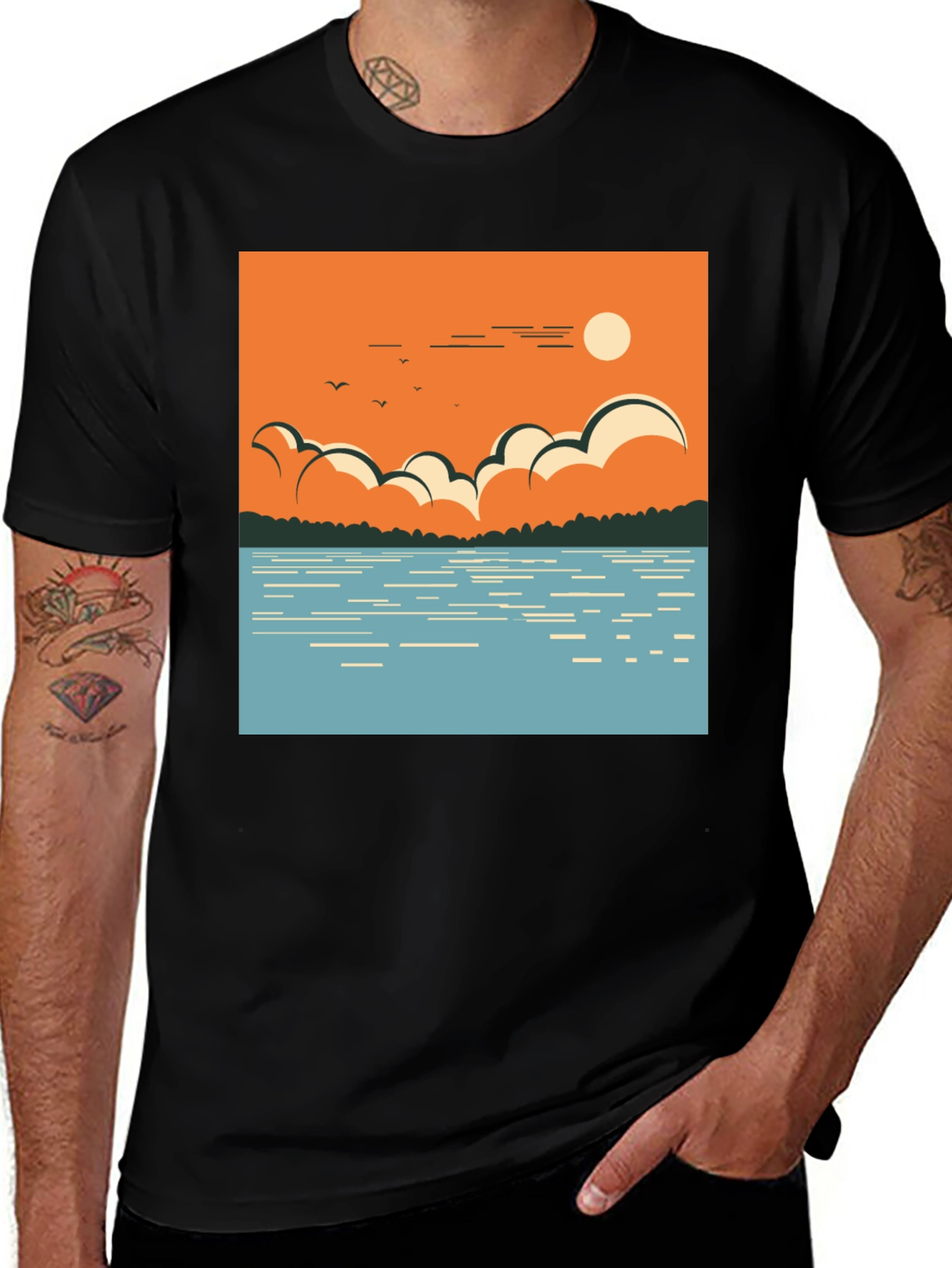 Lake Scene Graphic Tee - Nature Inspired Design