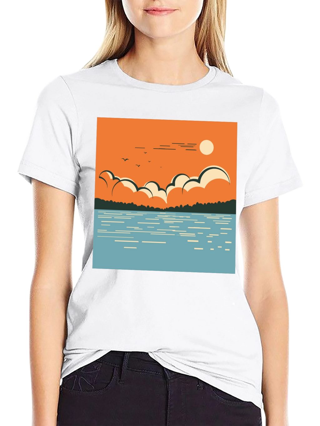 Lake Scene Graphic Tee - Nature Inspired Design