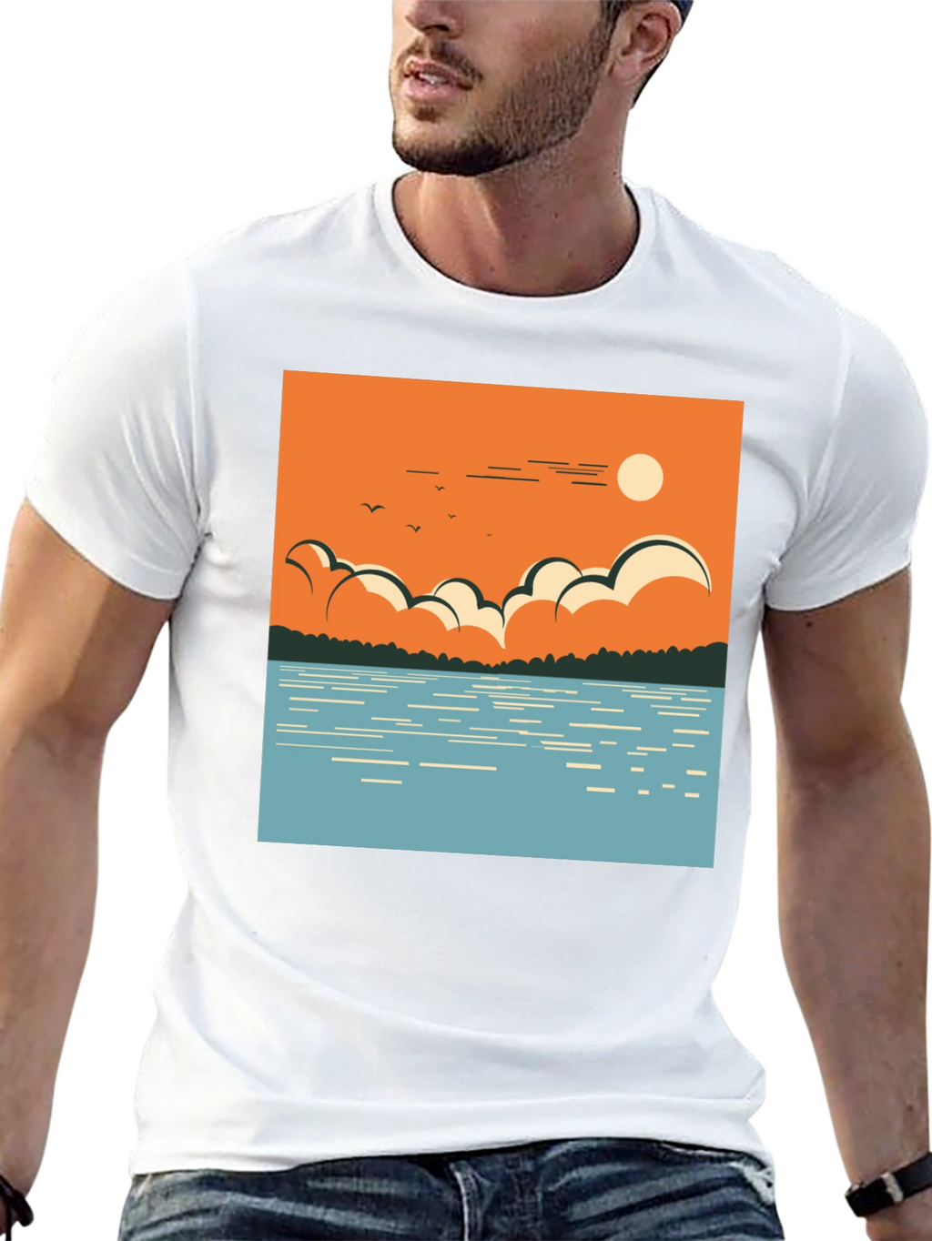 Lake Scene Graphic Tee - Nature Inspired Design