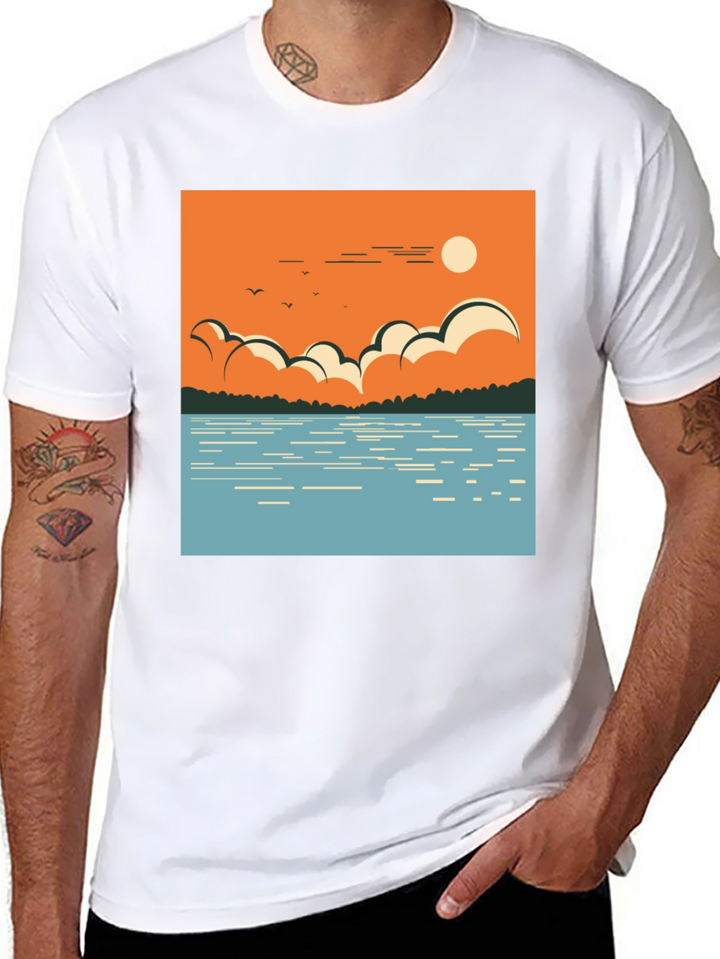 Lake Scene Graphic Tee - Nature Inspired Design
