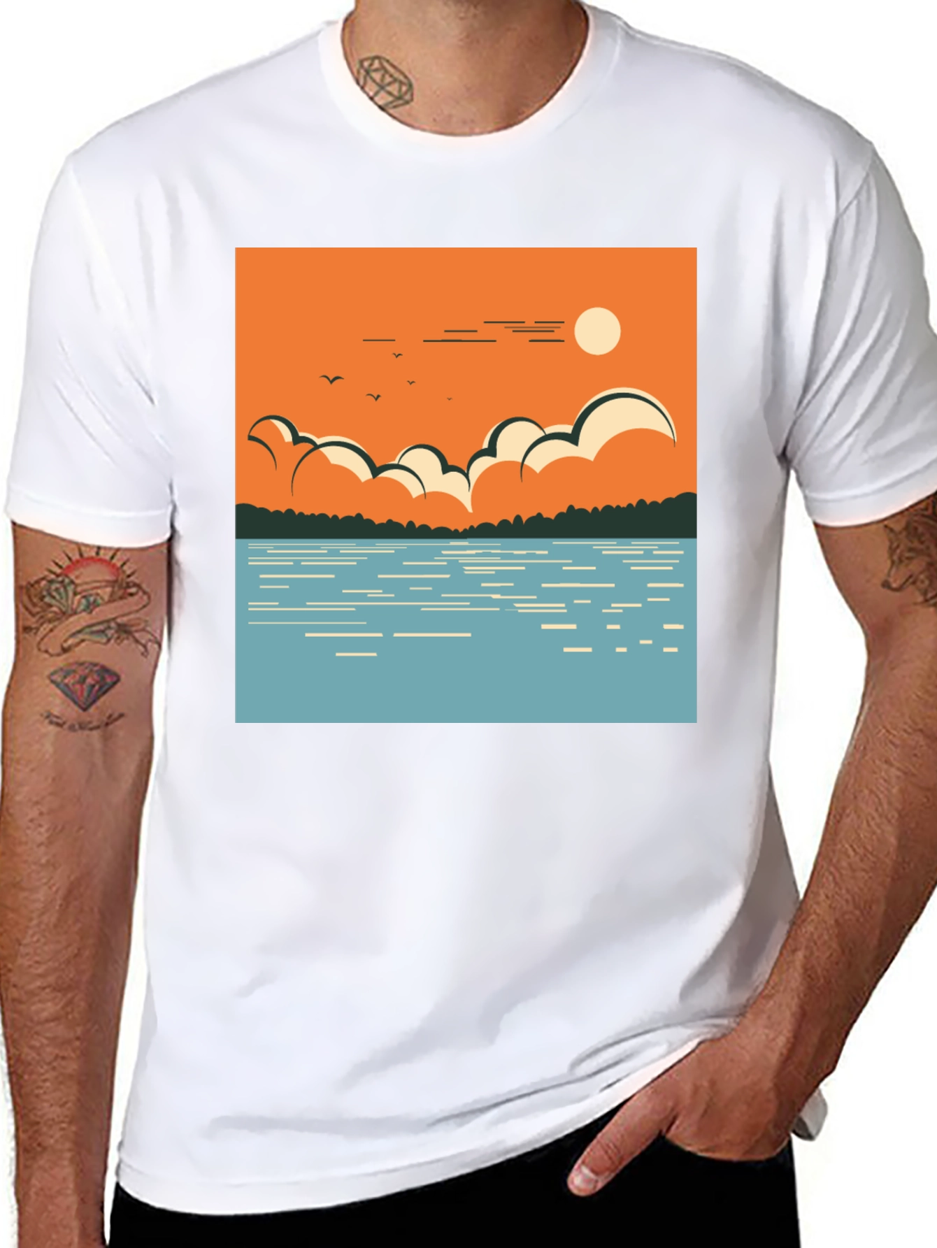 Lake Scene Graphic Tee - Nature Inspired Design