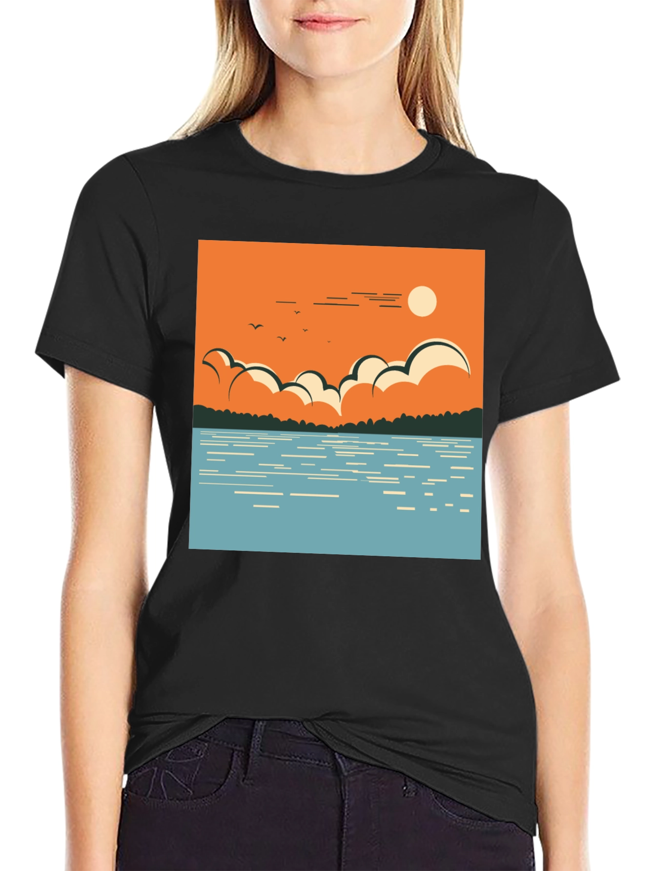Lake Scene Graphic Tee - Nature Inspired Design