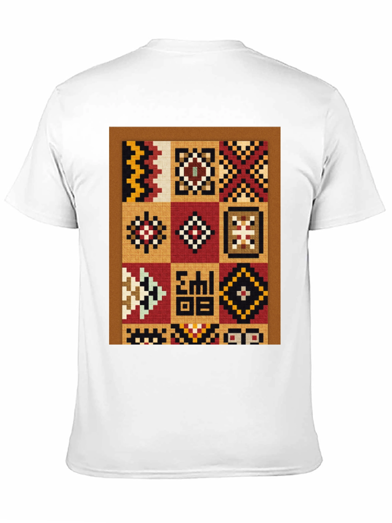 Ethnic Patchwork Graphic T-Shirt - Black