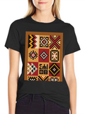 Ethnic Patchwork Graphic T-Shirt - Black