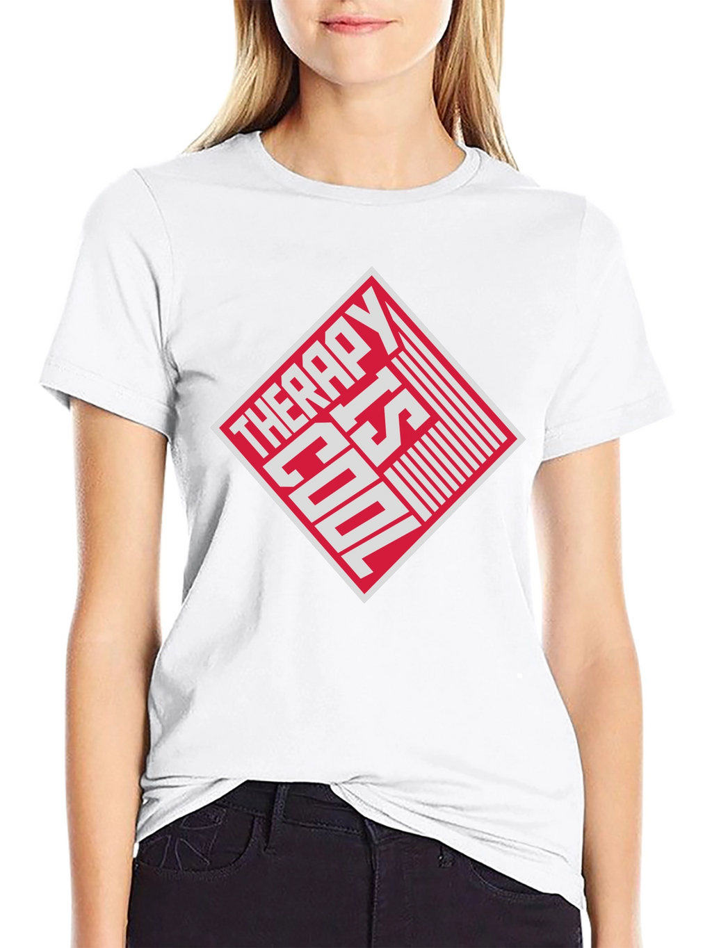 Therapy Is Cool Graphic Tee - Black