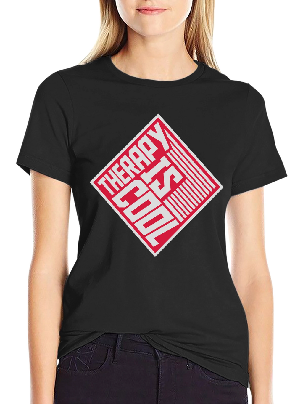 Therapy Is Cool Graphic Tee - Black