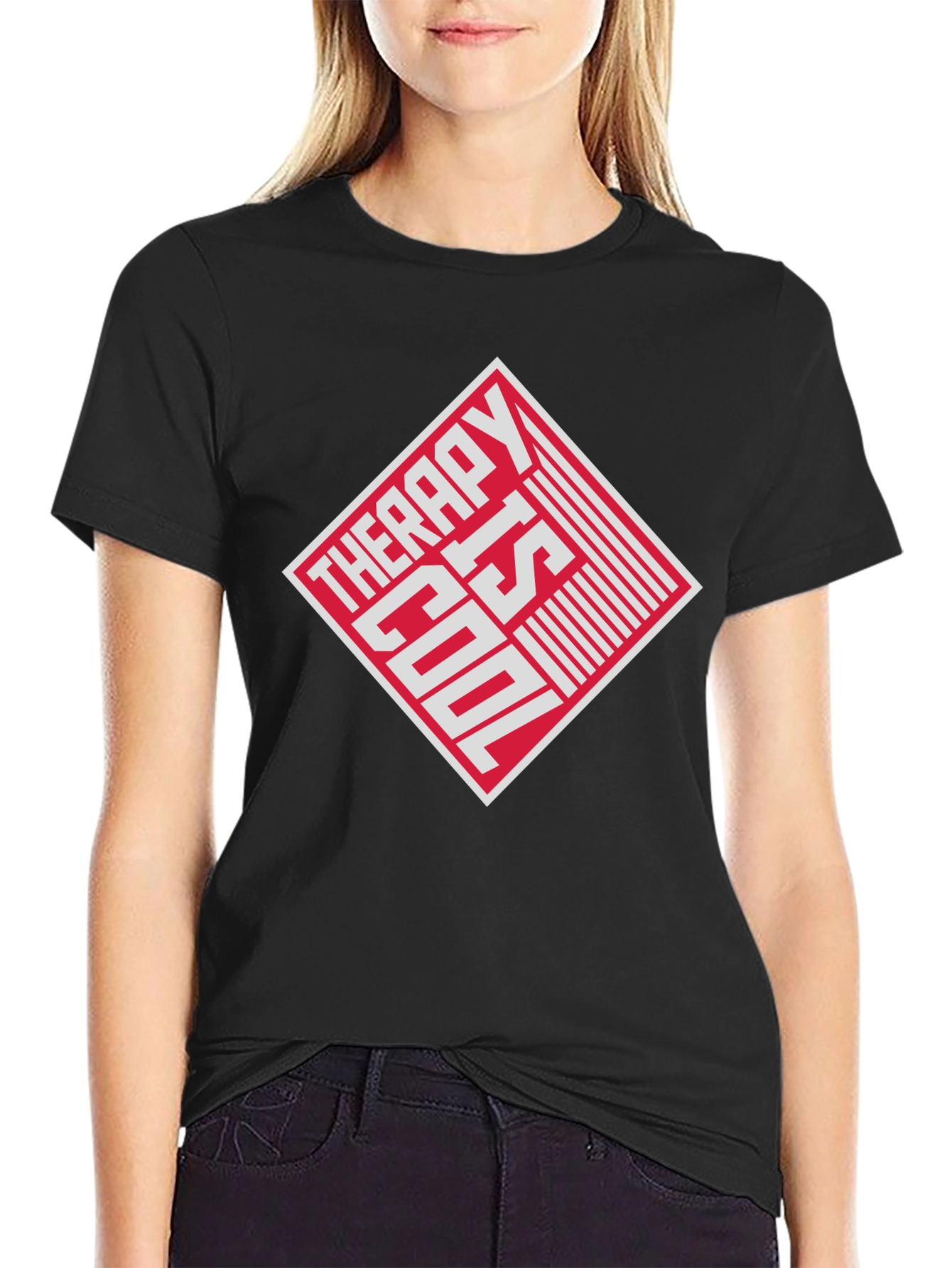 Therapy Is Cool Graphic Tee - Black
