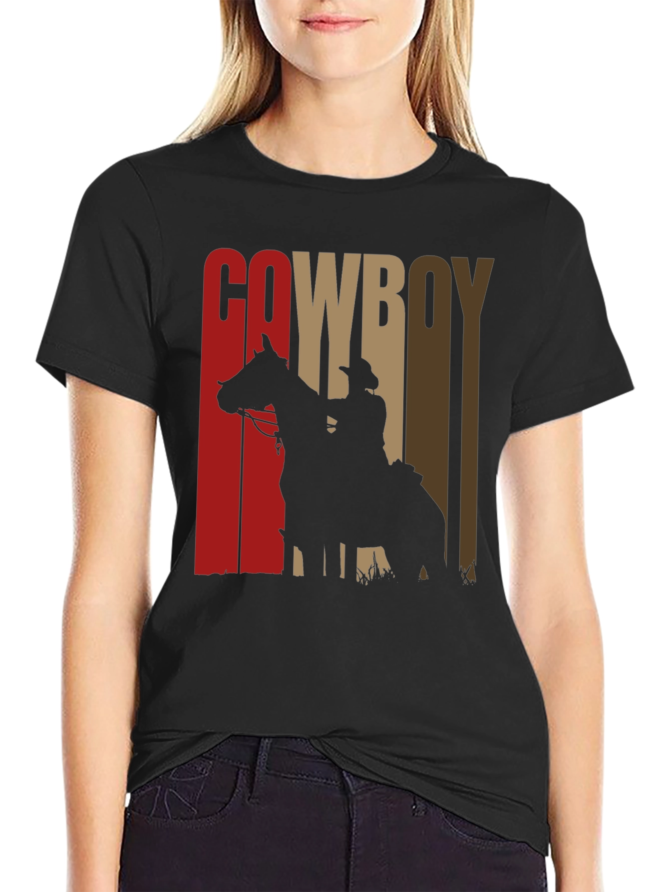 Cowboy Silhouette Graphic Print Tee