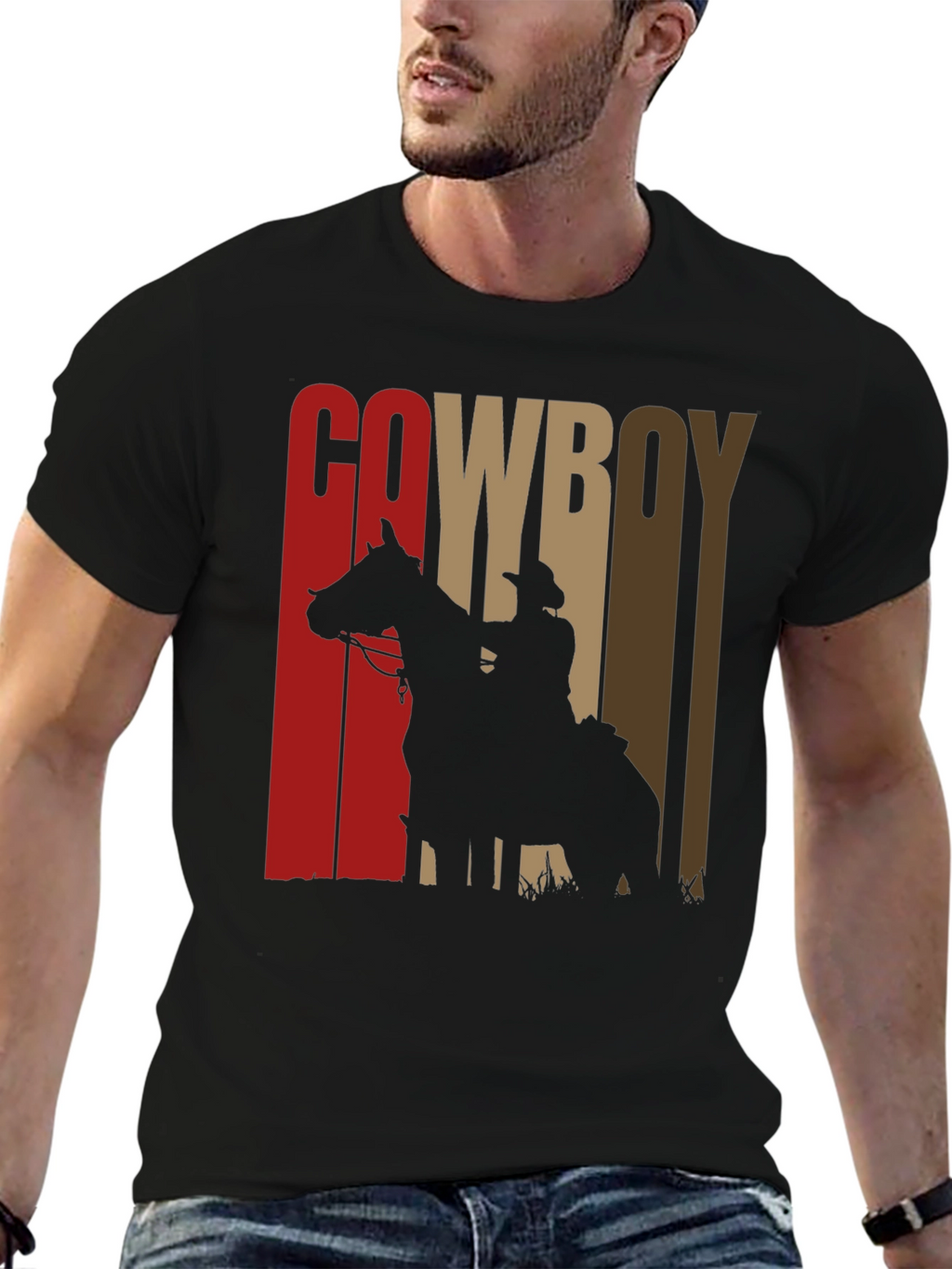 Cowboy Silhouette Graphic Print Tee
