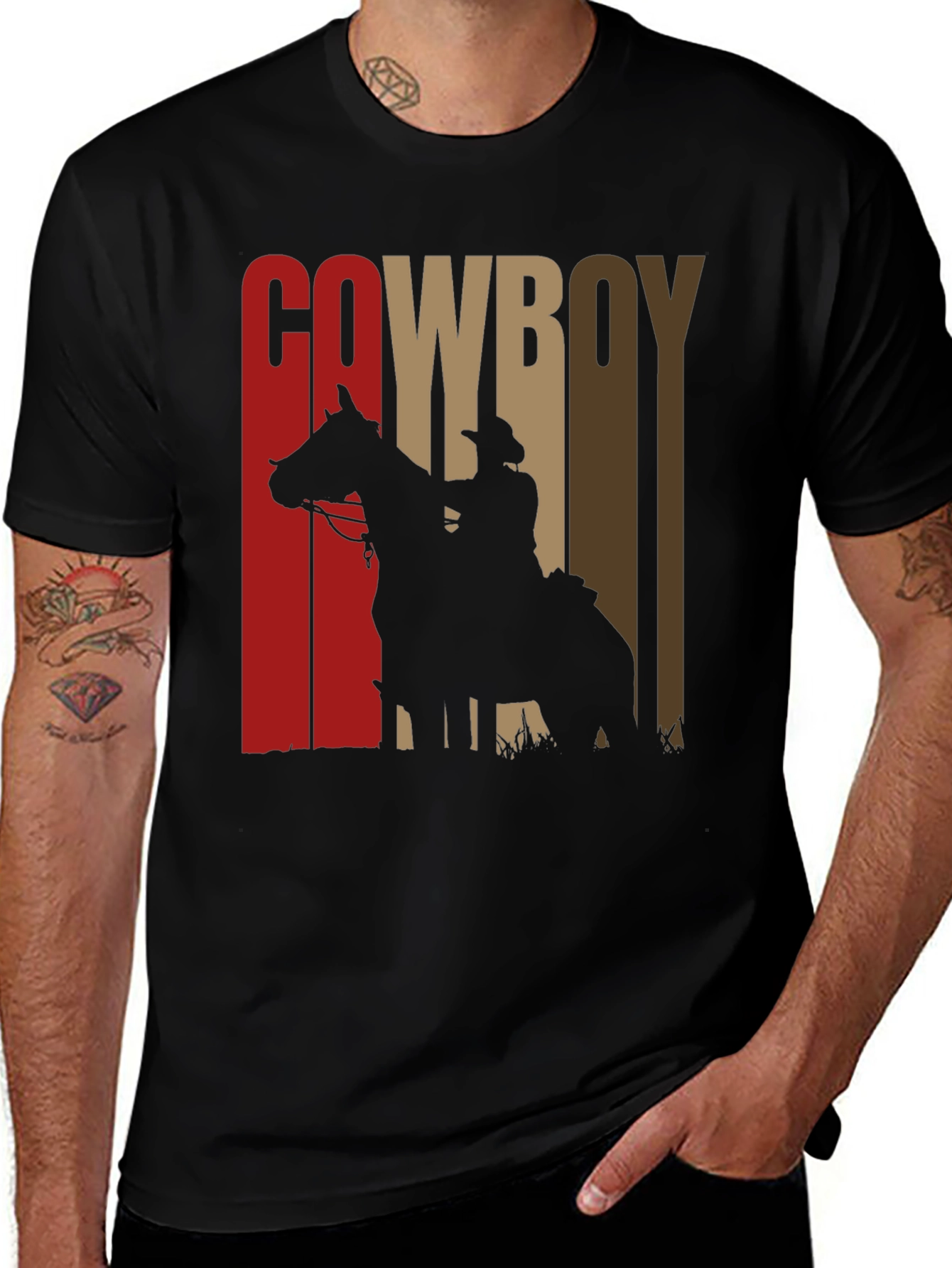 Cowboy Silhouette Graphic Print Tee