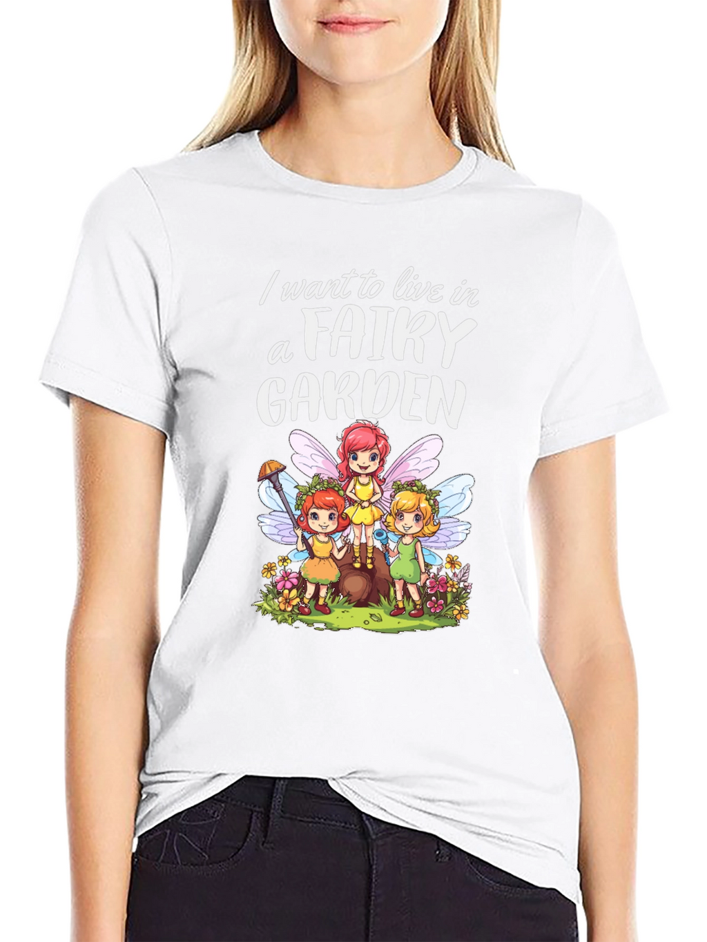 Fairy Garden Graphic Tee - Whimsical Black T-Shirt