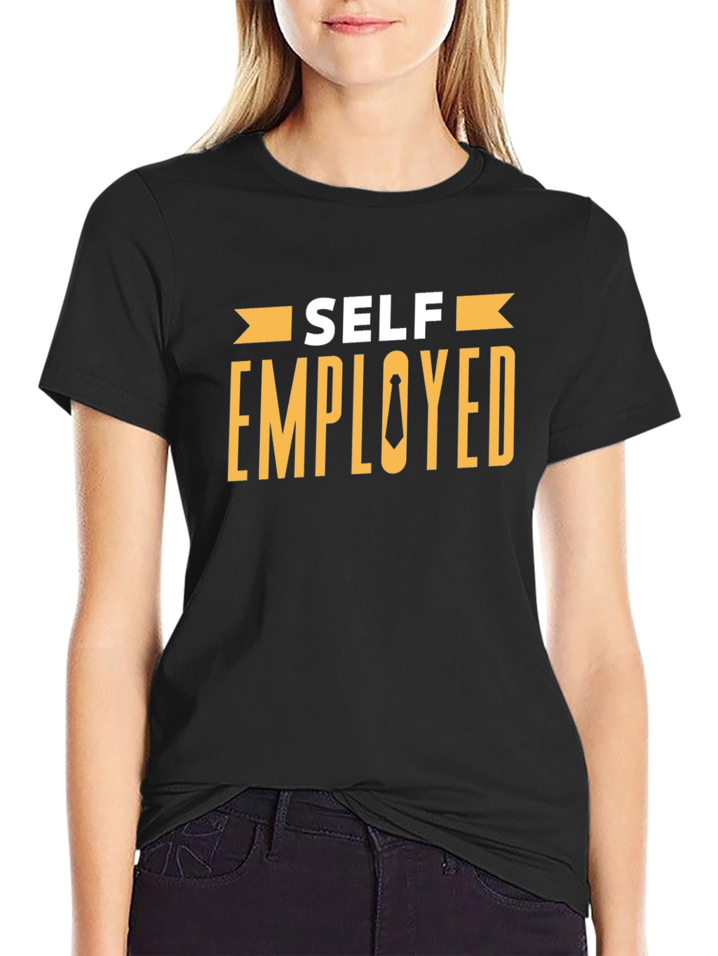 Self Employed T-Shirt - Black Cotton Blend Casual Tee