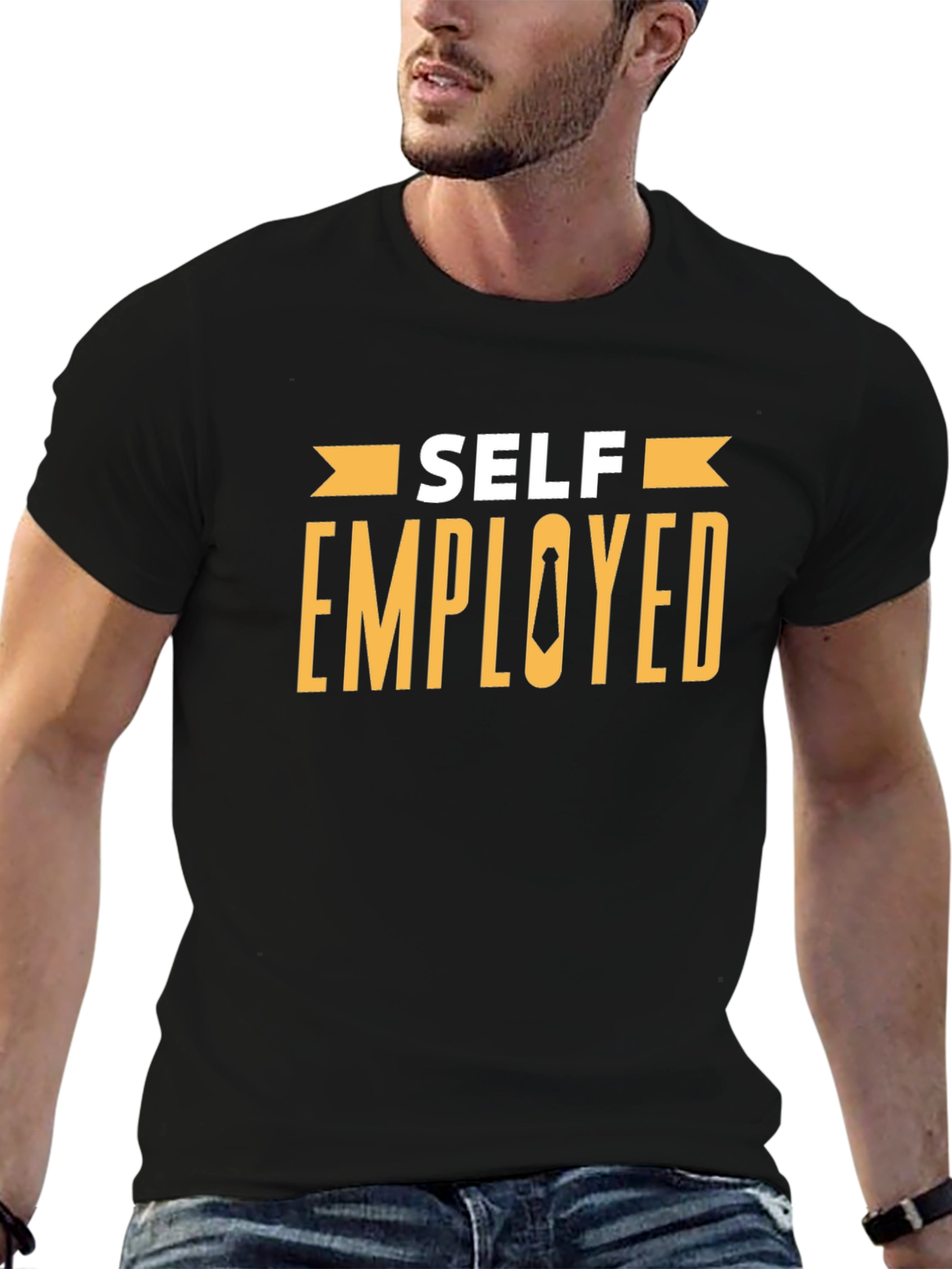 Self Employed T-Shirt - Black Cotton Blend Casual Tee