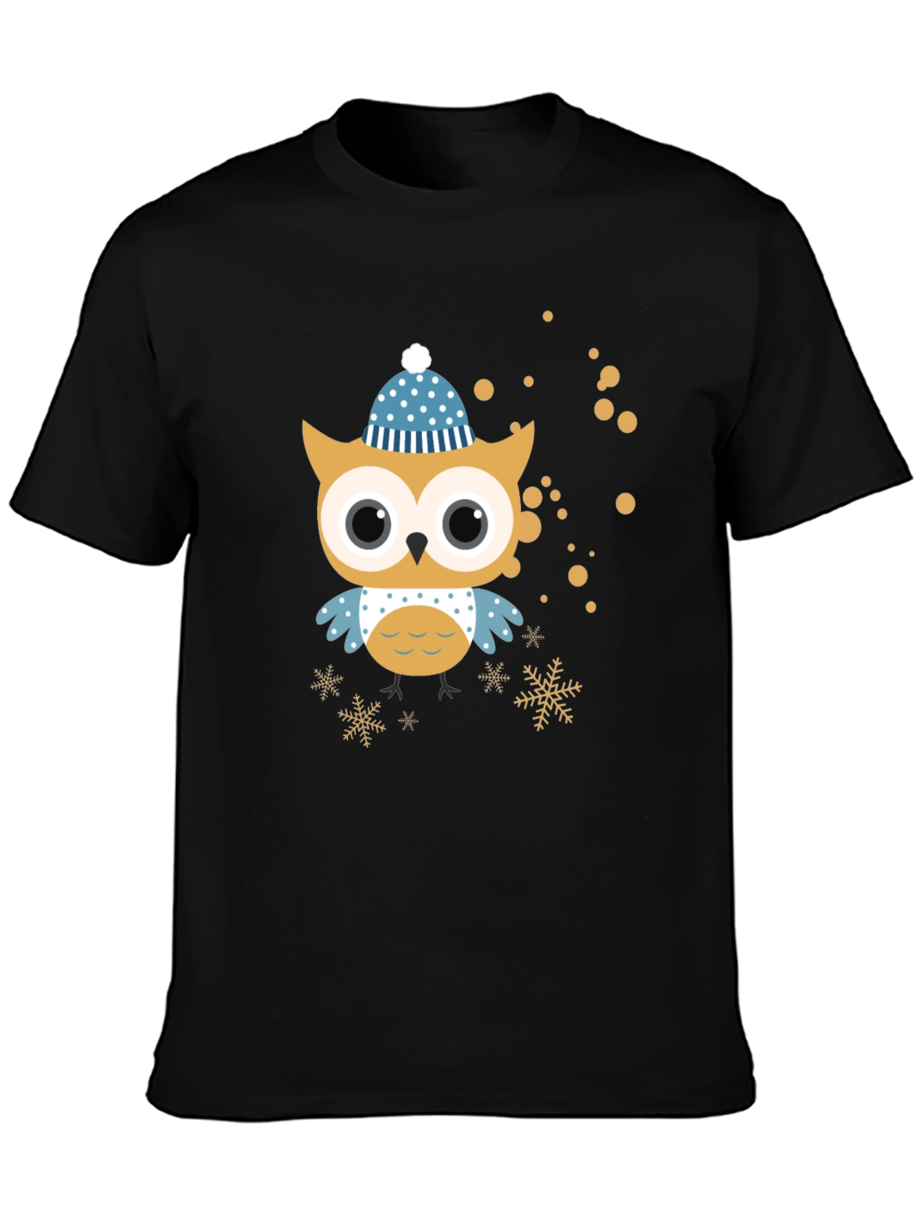 Festive Owl Graphic Tee - Winter Holiday Style