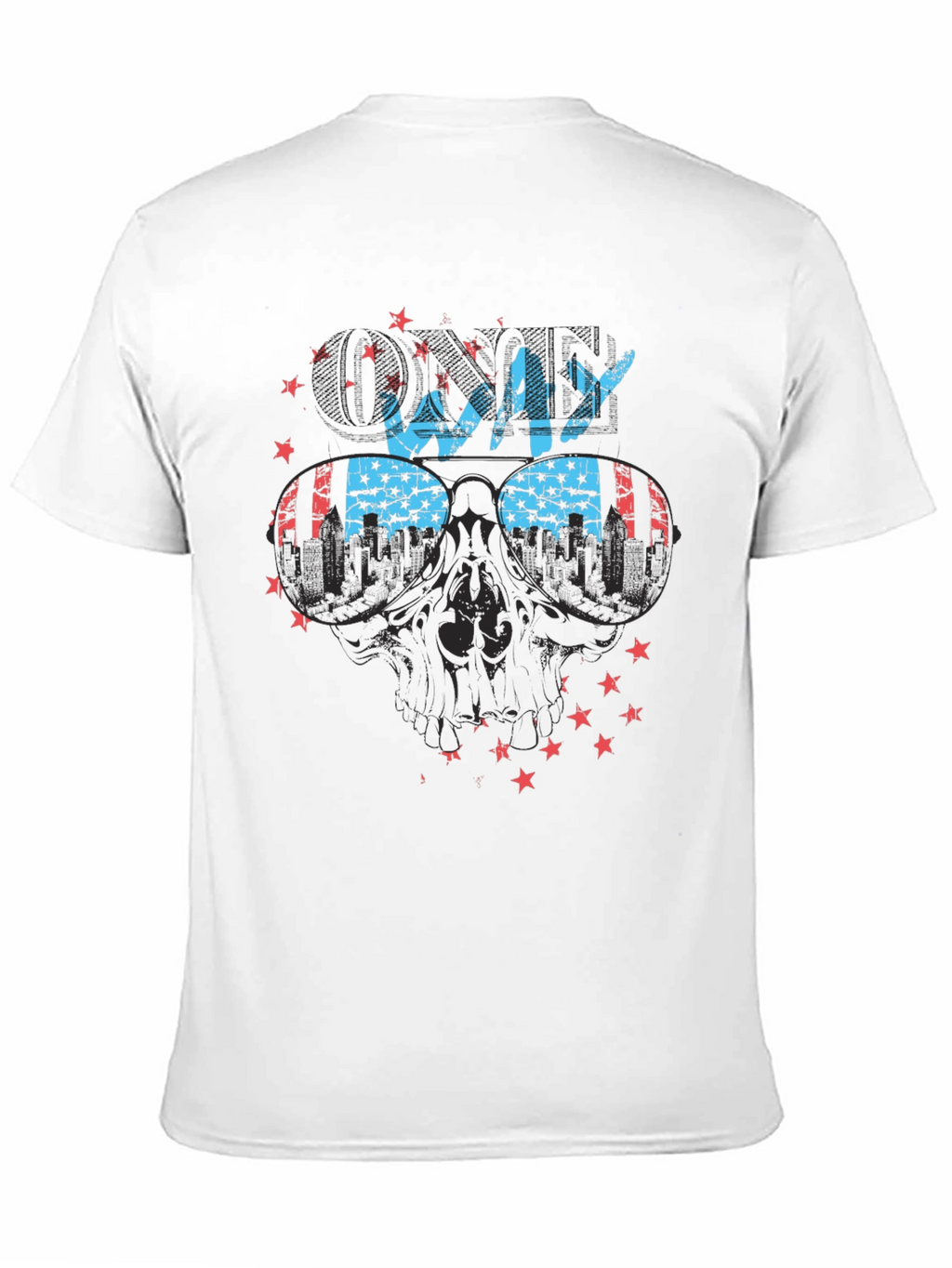 Cool Way Skull Graphic Tee - Patriotic Design