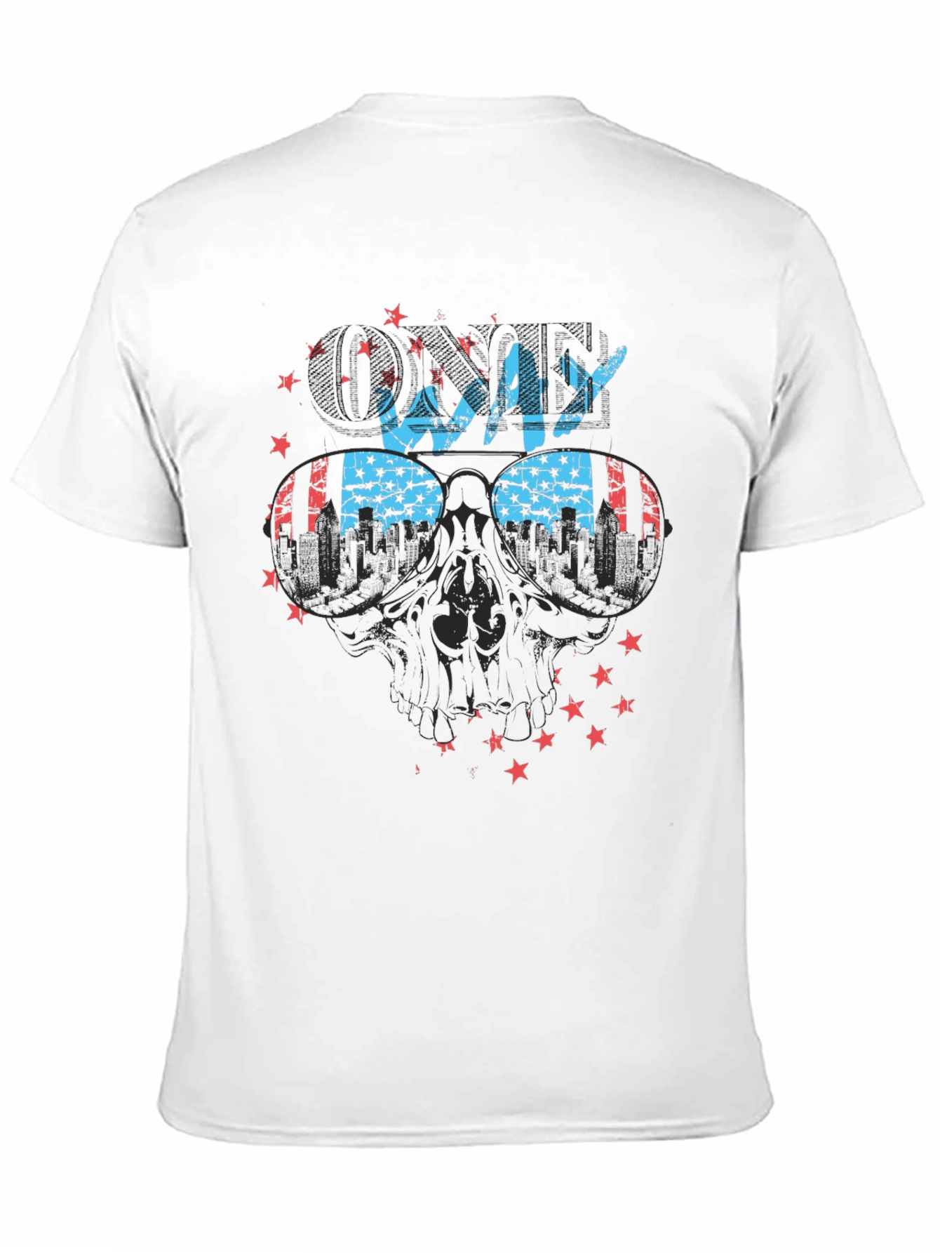 Cool Way Skull Graphic Tee - Patriotic Design