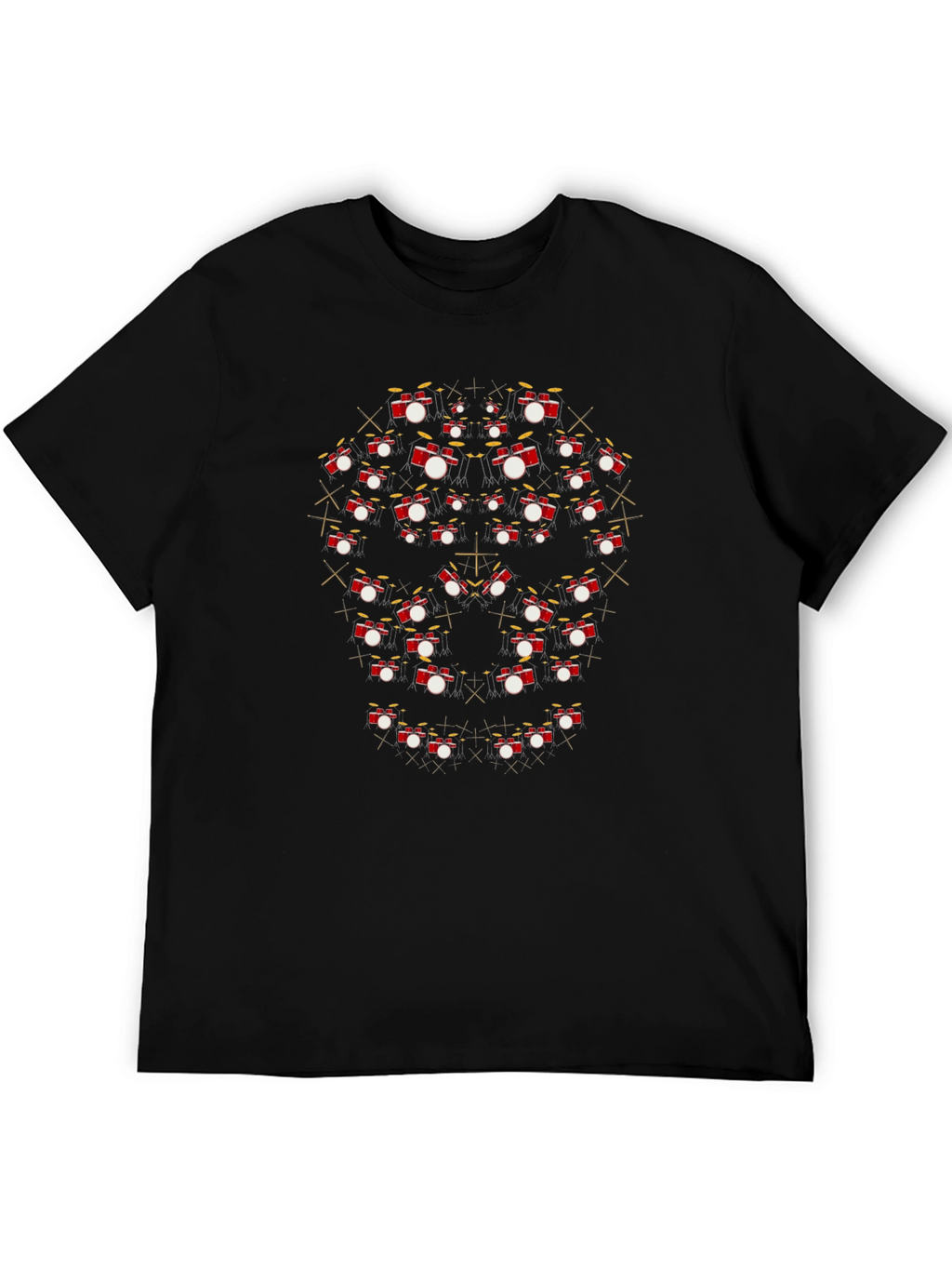Drum Kit Mandala Graphic Tee - Black Cotton T-Shirt