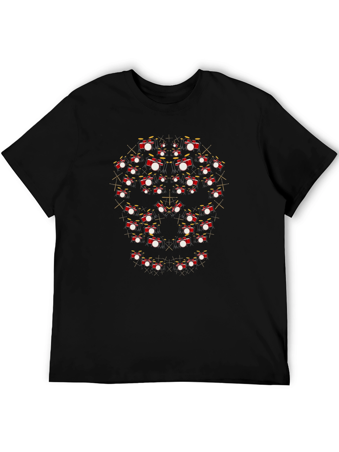 Drum Kit Mandala Graphic Tee - Black Cotton T-Shirt