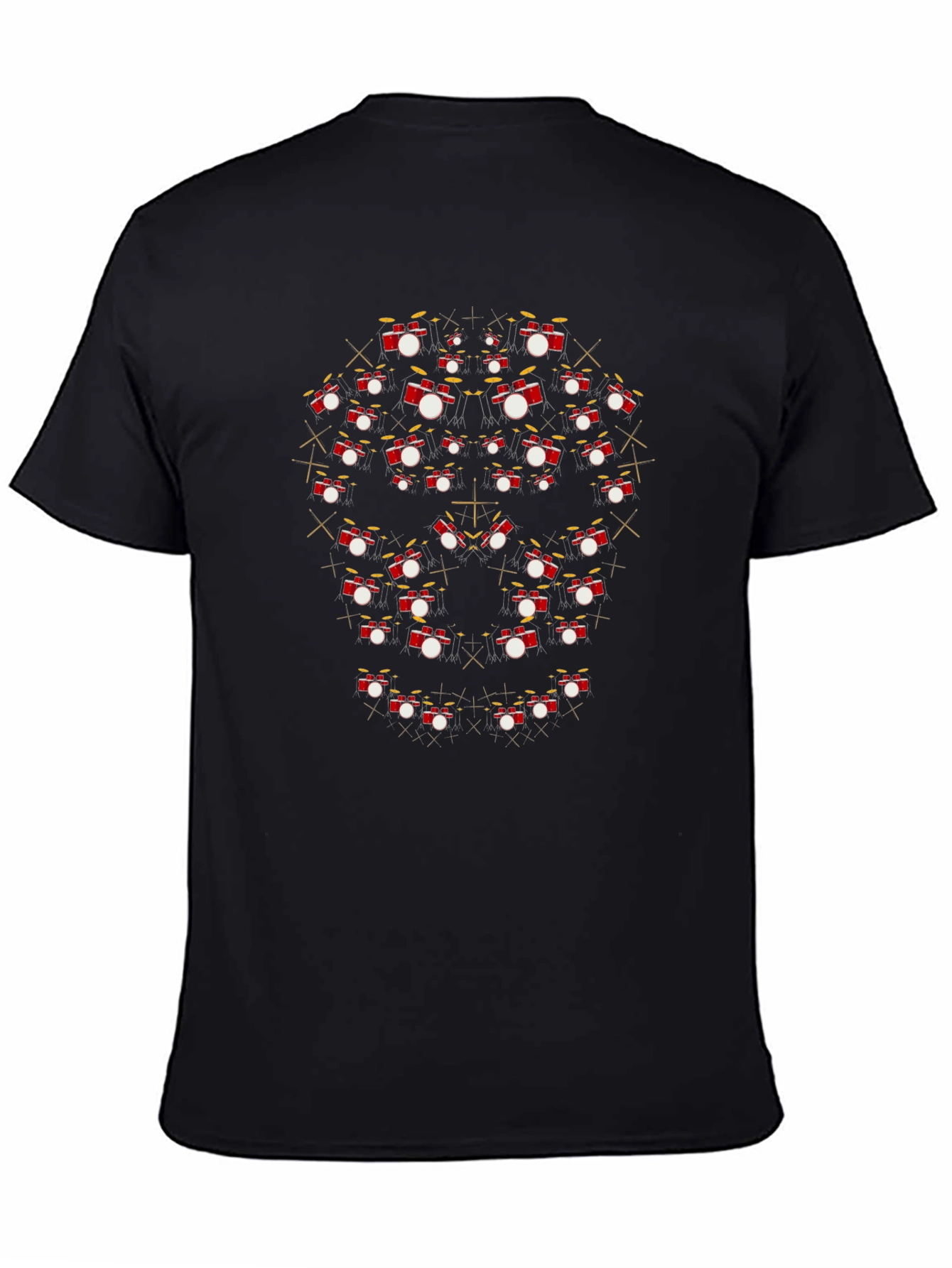 Drum Kit Mandala Graphic Tee - Black Cotton T-Shirt
