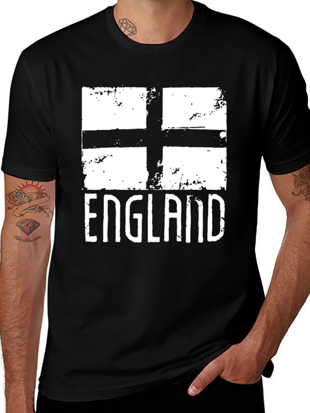 England Flag Graphic T-Shirt - Black