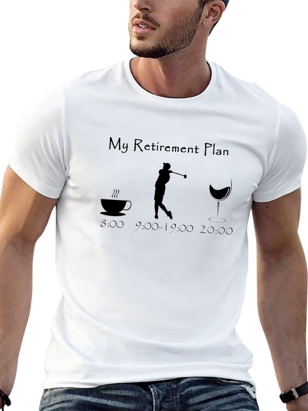 Golf Retirement Plan T-Shirt - Coffee Golf and Wine!