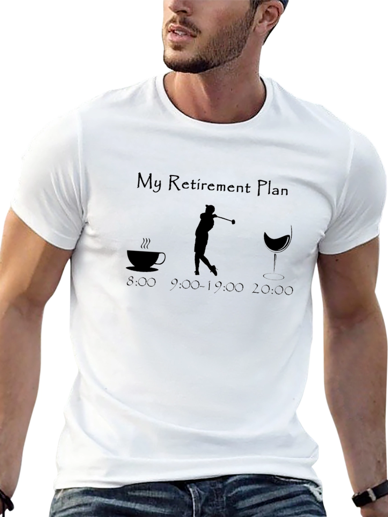 Golf Retirement Plan T-Shirt - Coffee Golf and Wine!