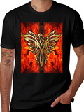 Fiery Phoenix Graphic Black T-Shirt
