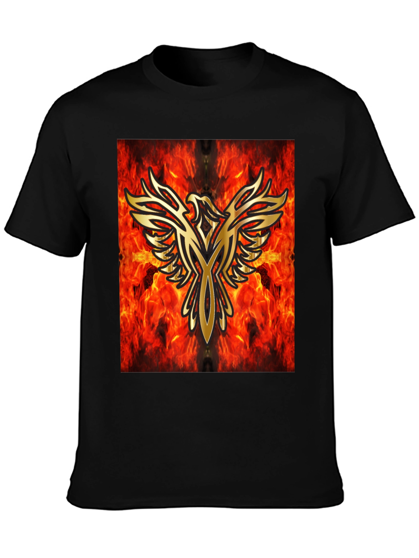 Fiery Phoenix Graphic Black T-Shirt