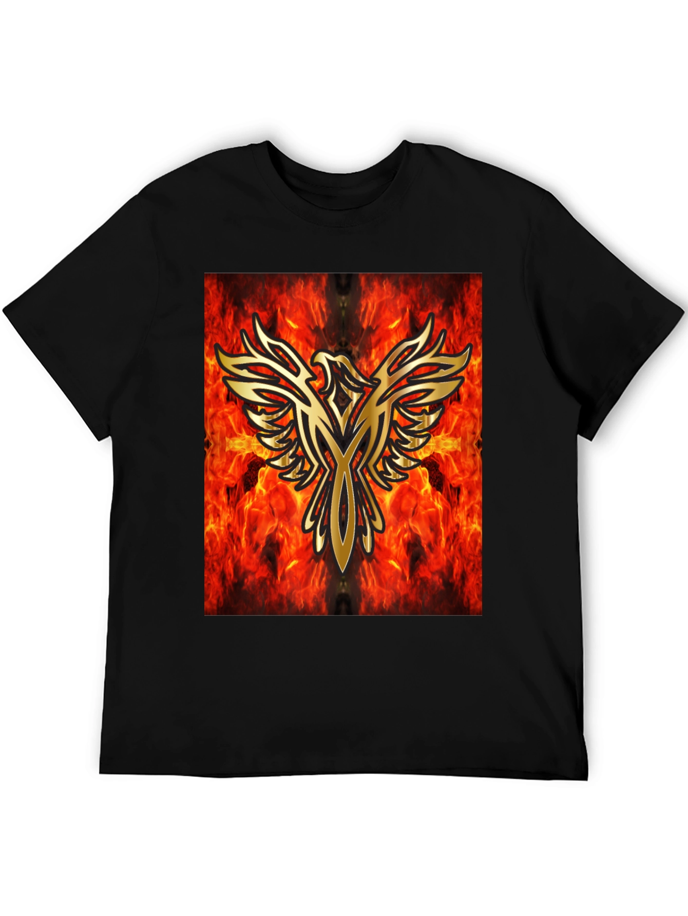 Fiery Phoenix Graphic Black T-Shirt