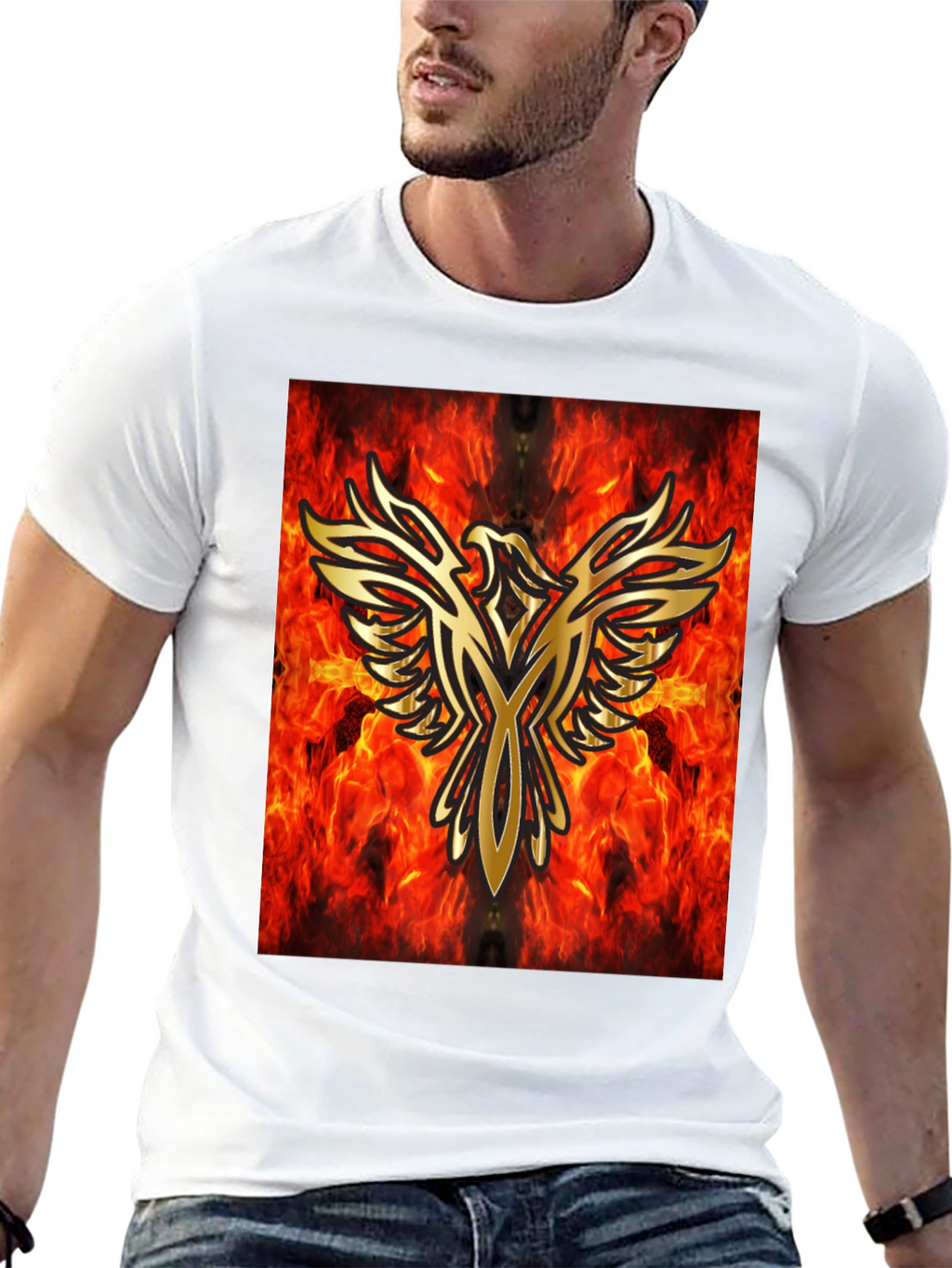 Fiery Phoenix Graphic Black T-Shirt