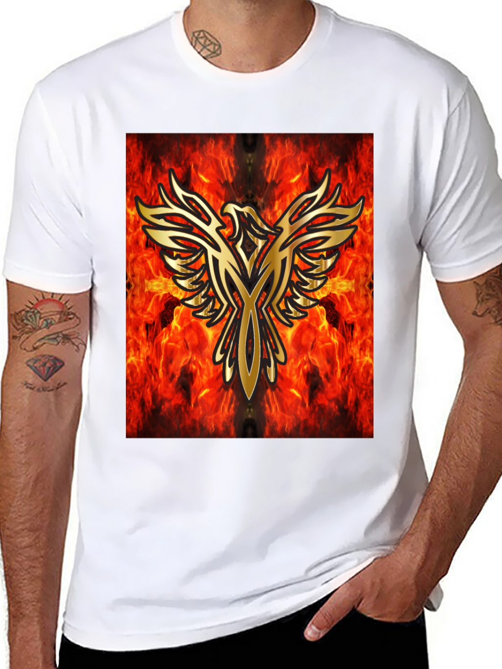 Fiery Phoenix Graphic Black T-Shirt