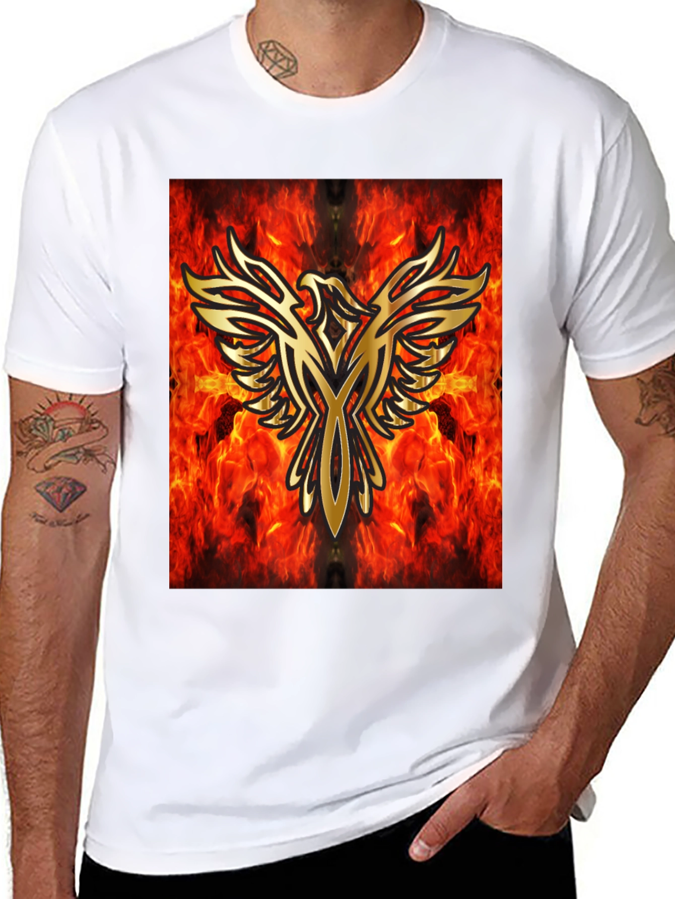 Fiery Phoenix Graphic Black T-Shirt