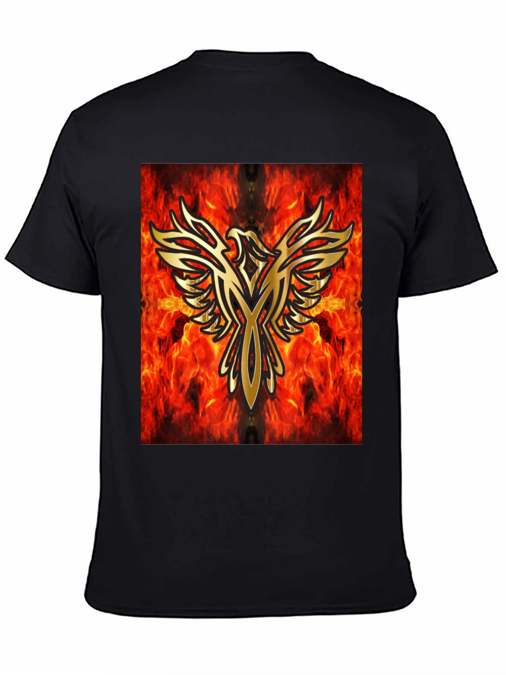 Fiery Phoenix Graphic Black T-Shirt