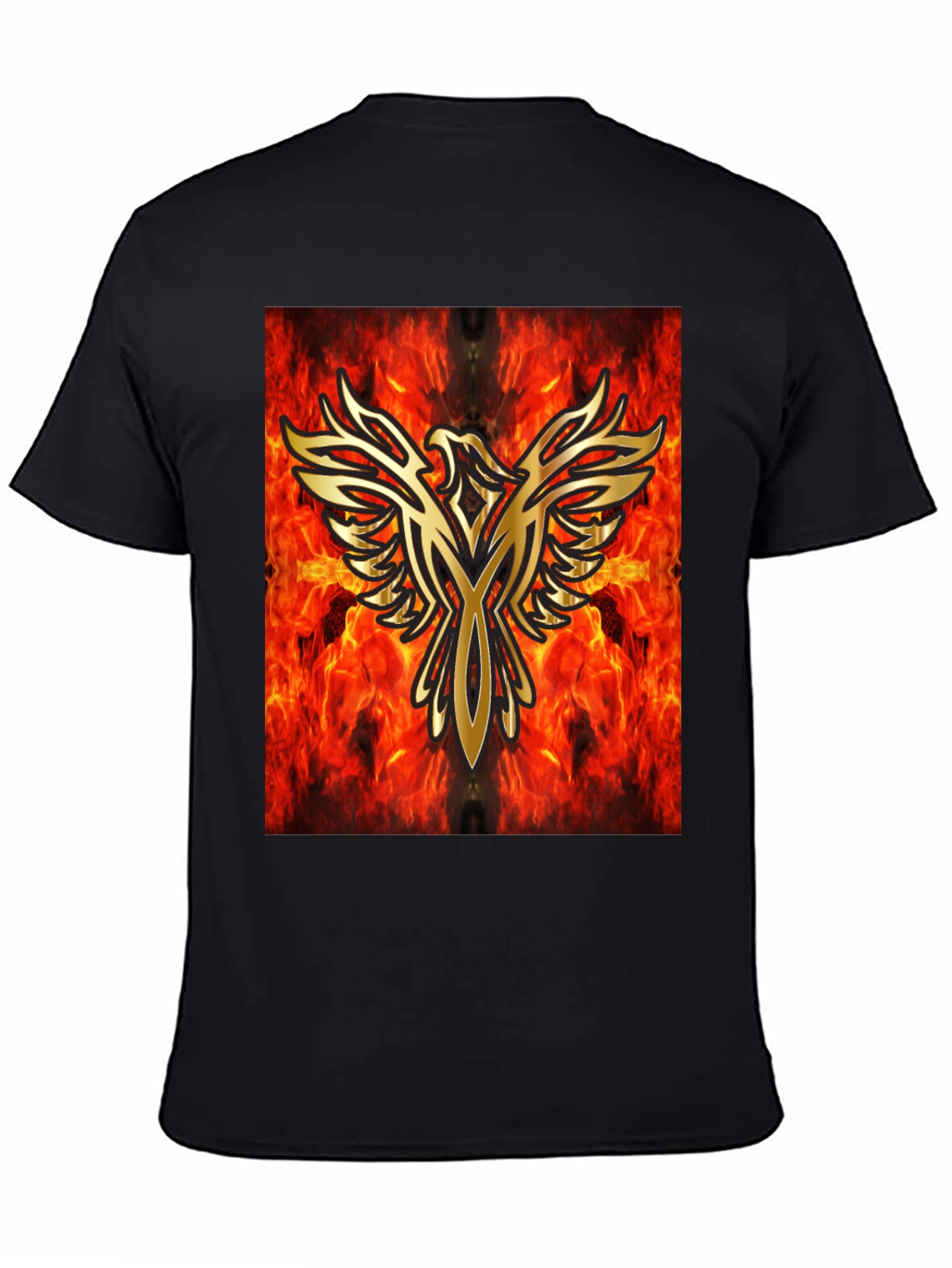 Fiery Phoenix Graphic Black T-Shirt