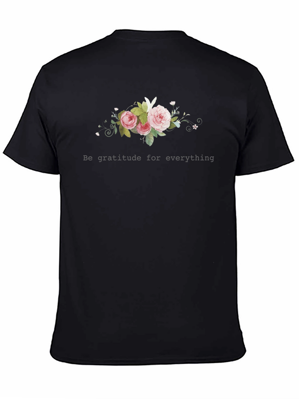 Gratitude Floral Black T-Shirt